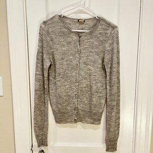 J.Crew Alpaca Wool Blend Cardigan Crystal Button Heather Grey - Medium